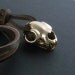 Lion Pendant Necklace Lion Skull Necklace Bronze Lion Skull Pendant on Leather
