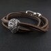 Day of the Dead Bracelet Antique Silver Day of the Dead Leather Bracelet