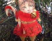 TABBY CAT Vintage Style Chenille Christmas Ornament