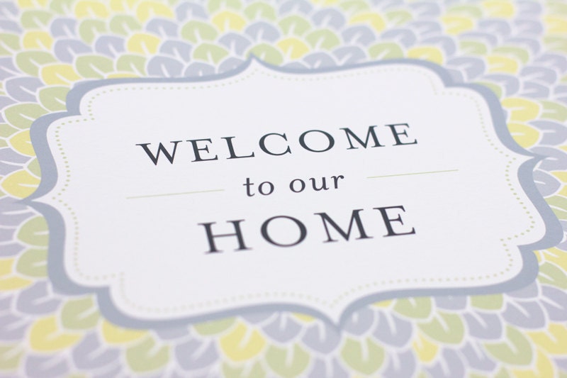 Welcome to our Home Art Print / Modern Typography Wall Art Poster / 8x10 Digital Print / Choose your Color Palette