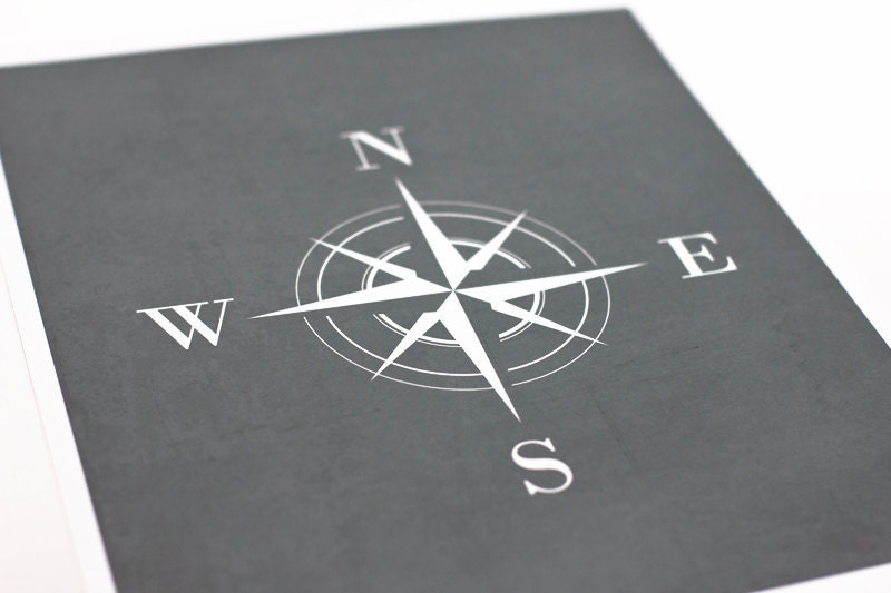 Compass Art Print / Nautical Set / Choose your Color and Background / 8x10 Digital Print / Wall Art Poster