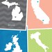 Custom Country or State Silhouette Art Print / Personalized Map Location Poster Wall Art / 8x10 Digital Print / Design your Own