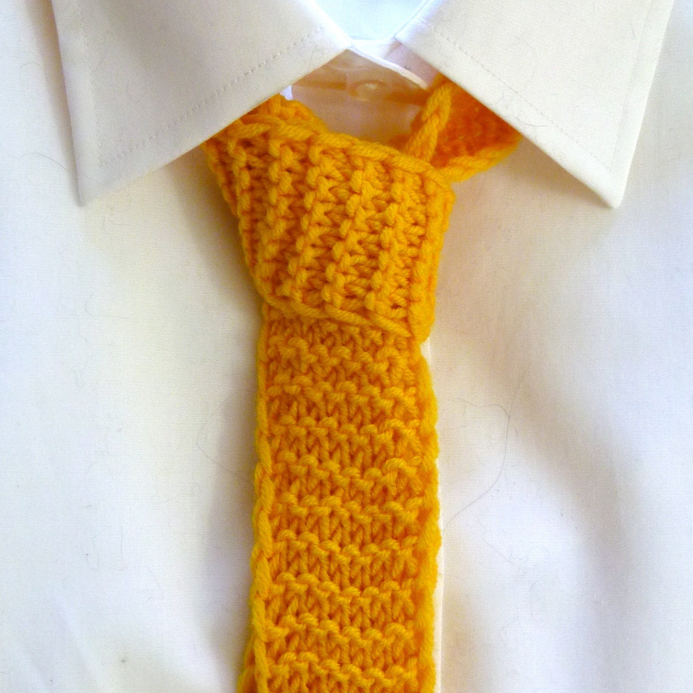Knit Tie, Yellow Tie, Skinny Knit Tie For men, Wool Tie in Sun Yellow, Free Shipping