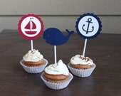 Set of 12 nautical/sailor cupcake toppers