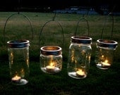 Mason Jar Garden Lanterns Hanging Tea Light Luminaries - Set of 4