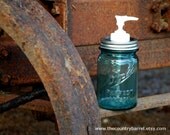 Antique Blue Pint Mason Jar Soap or Lotion Dispenser