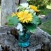 Antique Blue Mason Jar Flower Vase With Frog Lid
