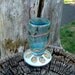 Upcycled Rustic Country Antique Blue Mason Jar Bird Feeder With Copper Hanger