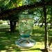 Upcycled Rustic Country Antique Blue Mason Jar Bird Feeder With Copper Hanger