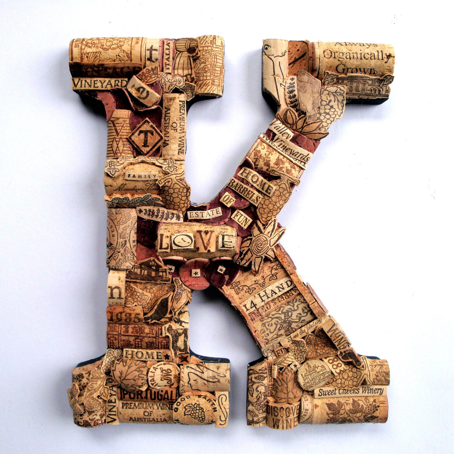 Customized Wine Cork Letter Handmade Vintage Decor - Large Size - We Have EVERY Letter