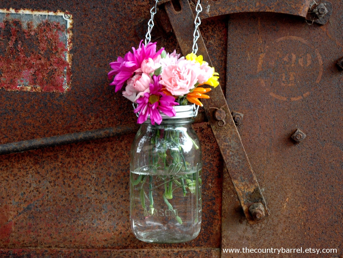 Mason Jar Lanterns Hanging Tea Light Luminaries - Set of 4