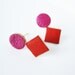 Last two pairs - Brass and leather earrings red and fuchsia
