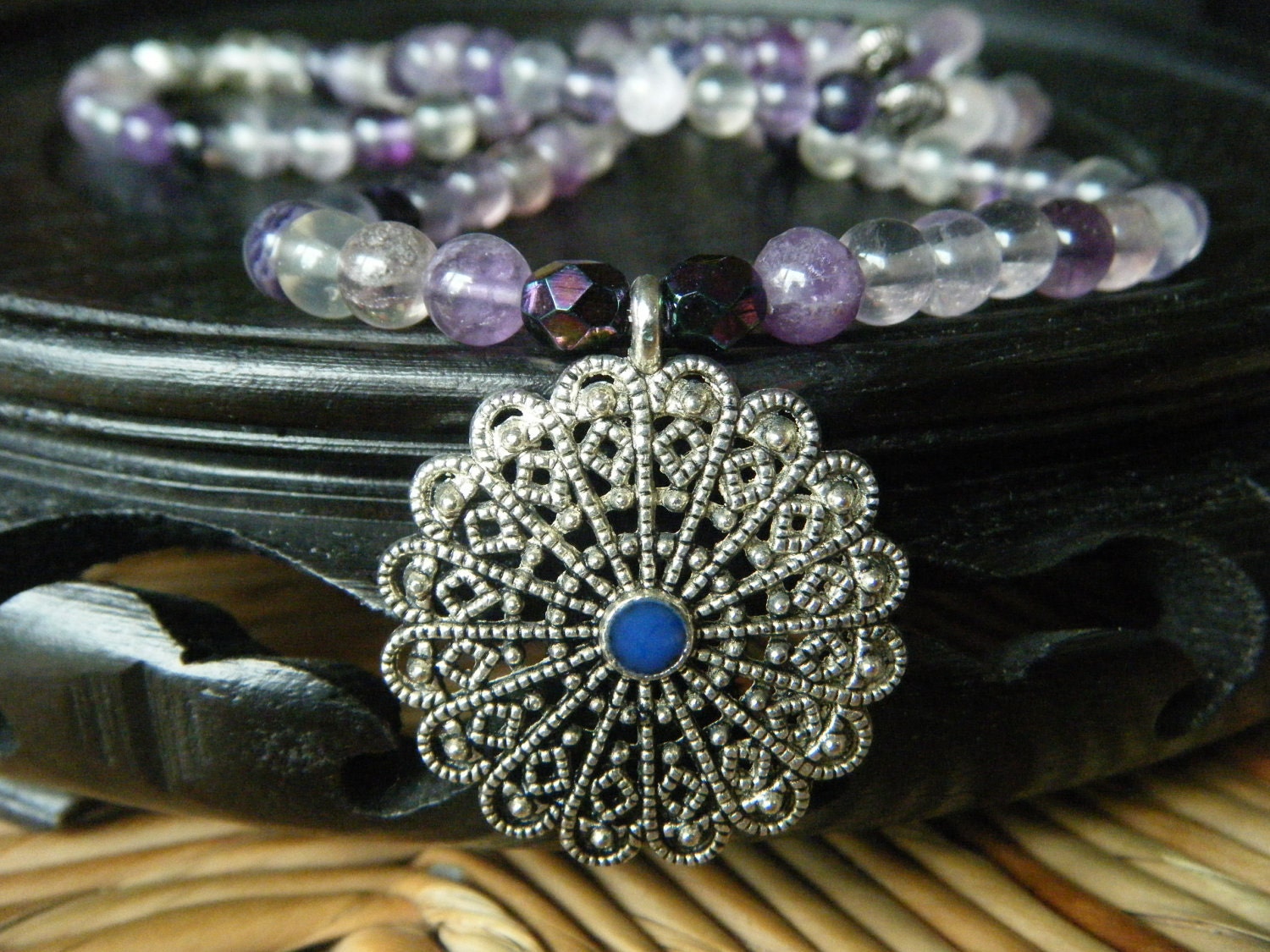 Zen & Tranquility - inspirational crystal gemstone 108 bead mala necklace-boho yoga zen prayer beads