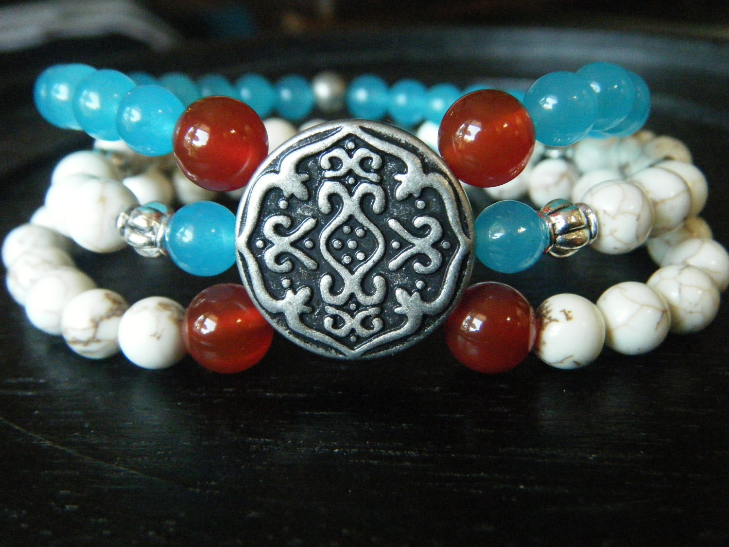 Spirit & Soul- inspirational crystal gemstone triple wrap bracelet-boho yoga zen