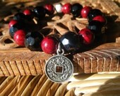 Luck & Fortune -inspirational crystal gemstone bracelet-boho yoga zen lucky coin