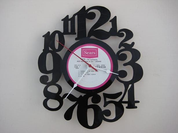 vinyl record clock (artist is Pete Fountain)