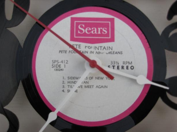vinyl record clock (artist is Pete Fountain)