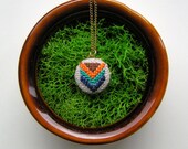 Three Arrows Cross Stitched Embroidered Pendant Necklace