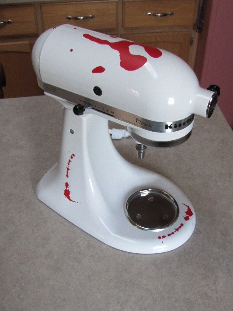 Kitchen mixer decal - bloody hand print with blood spatters