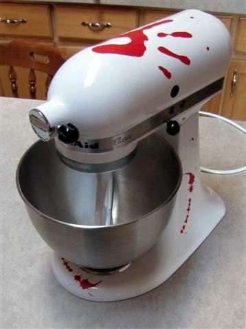 Kitchen mixer decal - bloody hand print with blood spatters