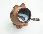 Ceramic Salt Pig Brown Red Black IN STOCK