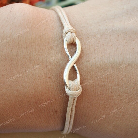 Karma-infinity bracelet, Khaki string karma bracelet for her, gift for him
