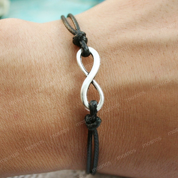 Bracelet-infinity bracelet, black karma bracelet for friends, gift for boyfriend, girlfriend