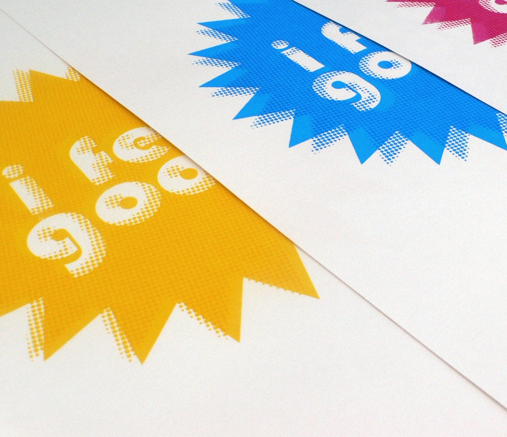I feel good. Yellow screenprint 8.3 x 11.7 (A4)