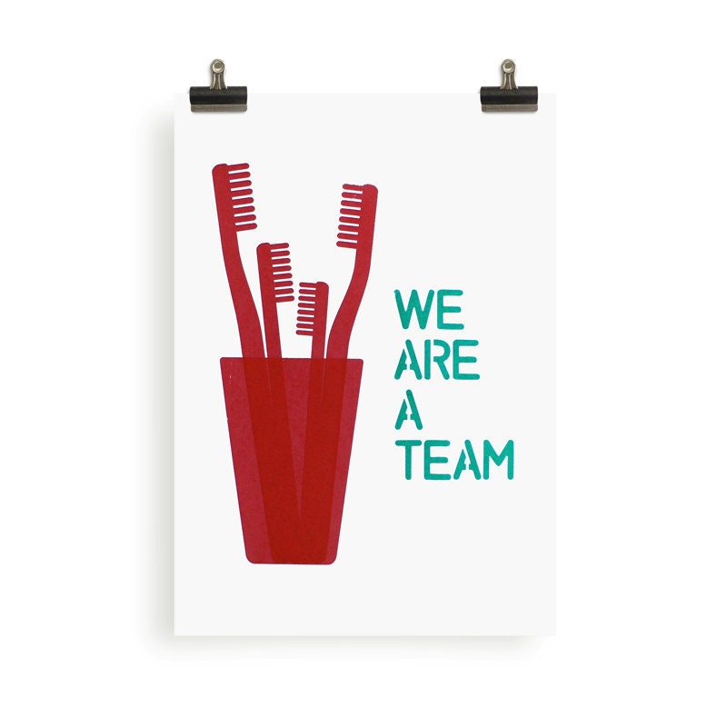 We are a team. Mother's day - Father's day. Red Screenprint 11.8 x 16.5 (A3)