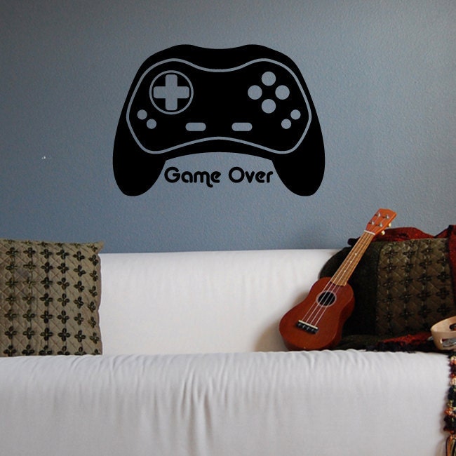 Game Controller Custom Text Wall Decal Vinyl Art Sticker 20"h X 28"w