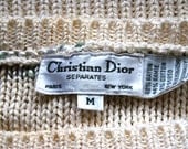 Vintage Christian Dior Striped Cropped Designer Sweater Small Medium S M