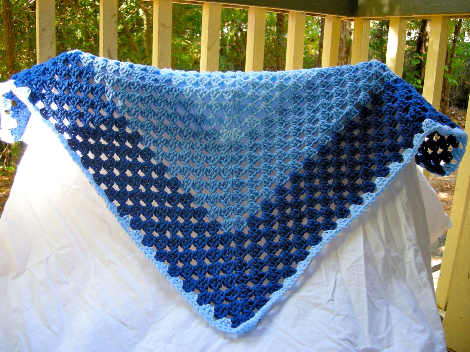 Blue Granny Square Baby Blanket