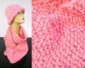 Pink Hat Scarf Matching Set