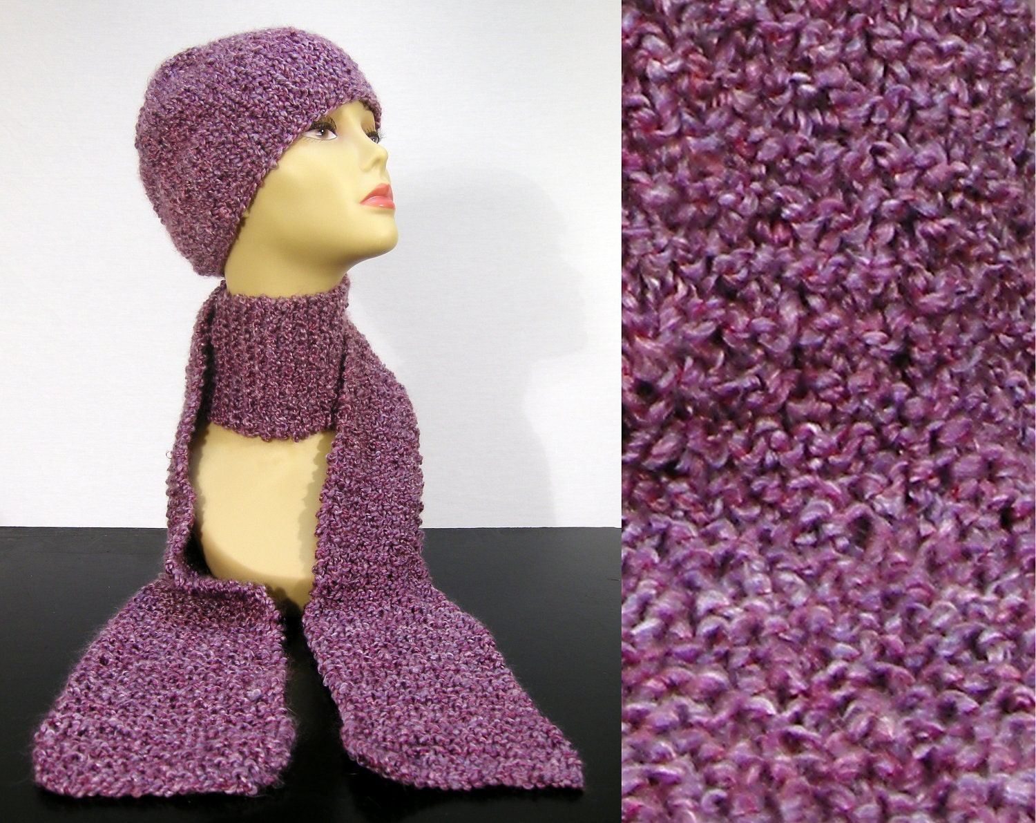 Purple Hat Scarf Matching Set