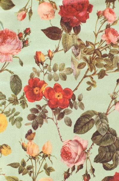 Floral Socks in Green -- Hand Printed