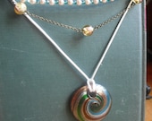 Handmade glass spiral beaded necklace