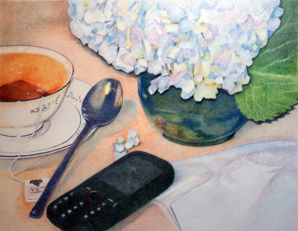 Art Print Tea and Flowers 8 x 10