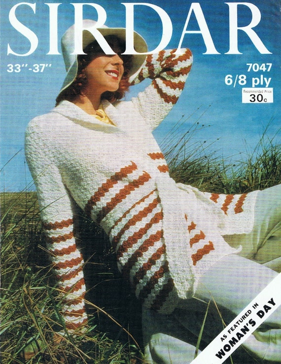 Long Slouchy Belted Cardigan 1970s Crochet Pattern PDF (T130)