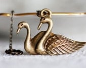 Swan Necklace Antiqued Ring Retro Swan Lariat Necklace Swan Jewelry - N055