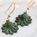 Patina Shell Earrings Verdigris Shell Charms Nautical Earrings Sea Jewelry - E080