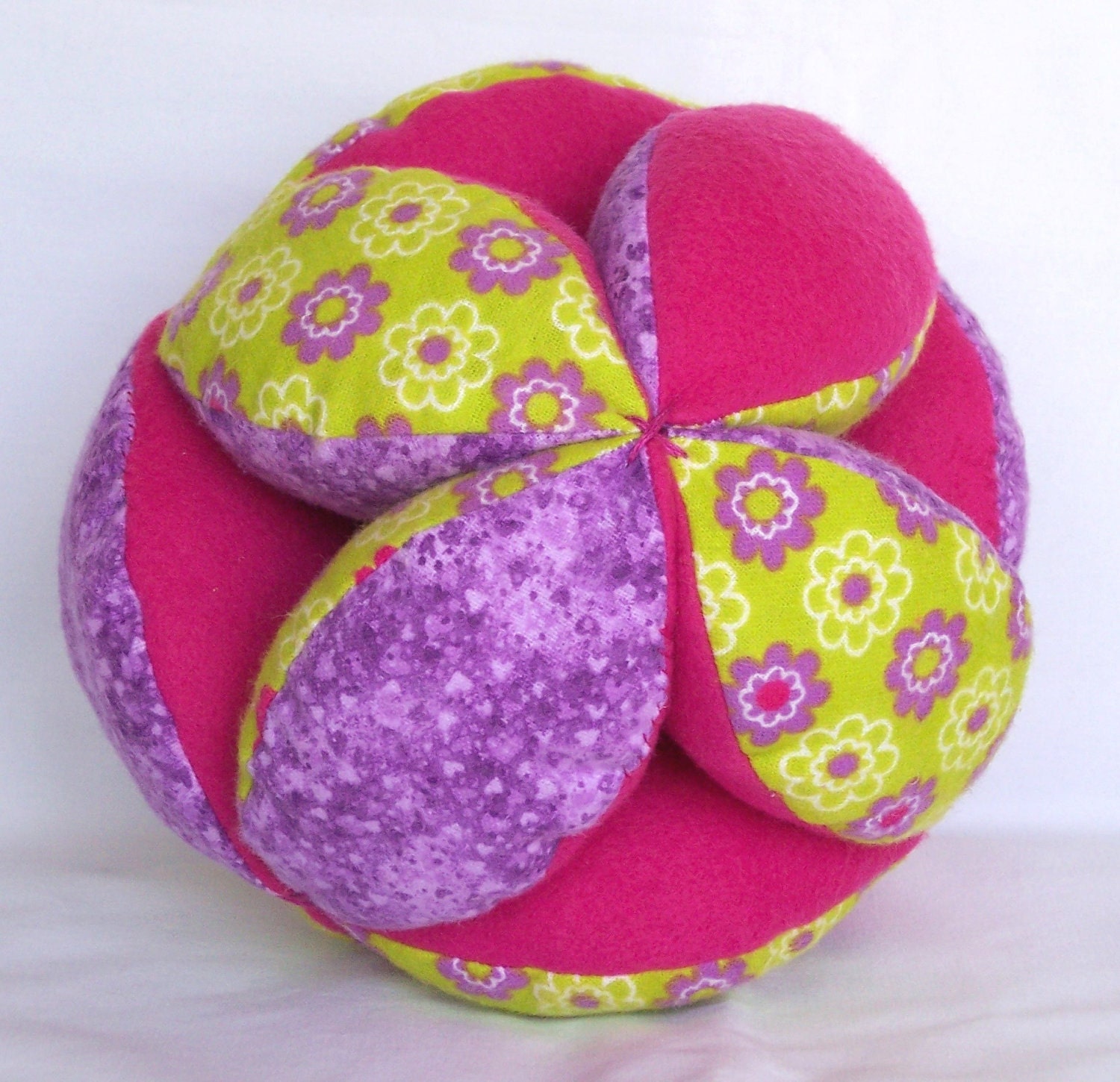 Purple Flowers on Lime Green Grab Ball