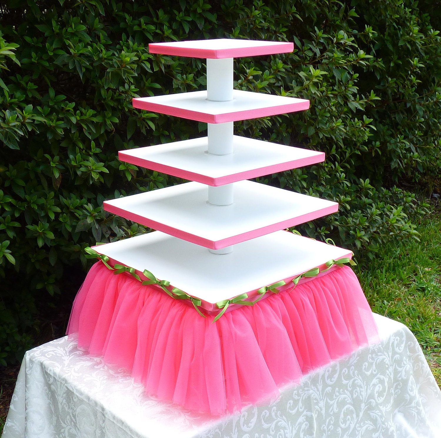 Reserved Listing Special Occasion Tutu Cupcake Stand 5 Tier Square Tower