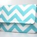 Clutch Purse - Aqua Blue and White Chevron - Ready to Ship