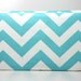 Clutch Purse - Aqua Blue and White Chevron - Ready to Ship