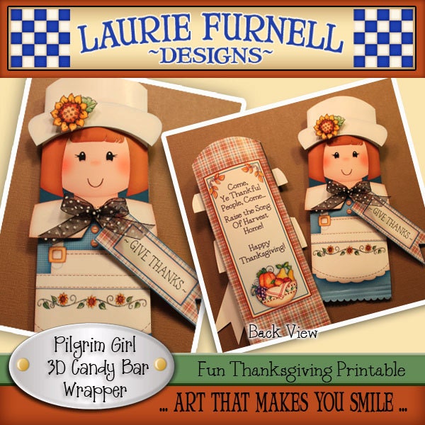 Pilgrim Girl 3D Candy Bar Wrapper