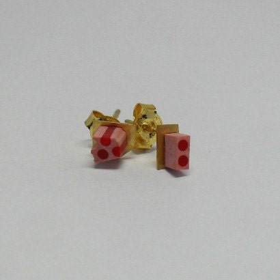 Red Pop Dot Asymmetric Earrings