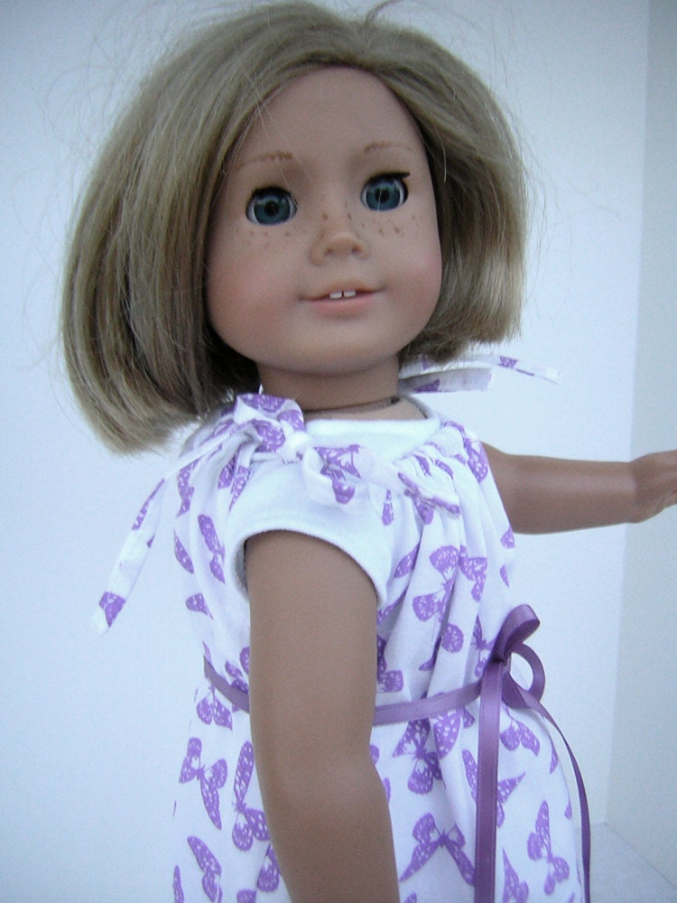 Purple Butterfly Dress, Shoes, Tee and Tights for American Girl, Other 18" Dolls and Bitty Baby