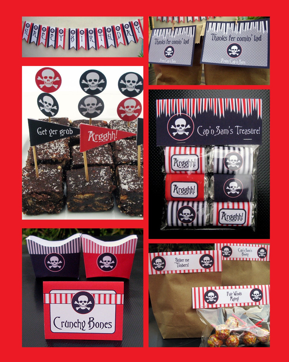 Pirate Birthday Party Invitation & Printable Party Collection, EDITABLE text PDF file - you personalize at home with Adobe Reader
