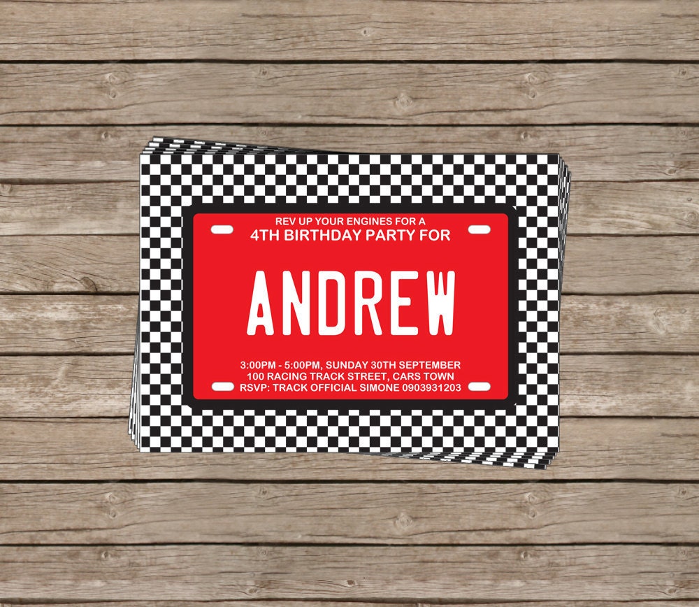 Race Car Birthday Party Invitation & Printable Party Collection, EDITABLE Text PDF file - you personalize at home with Adobe Reader