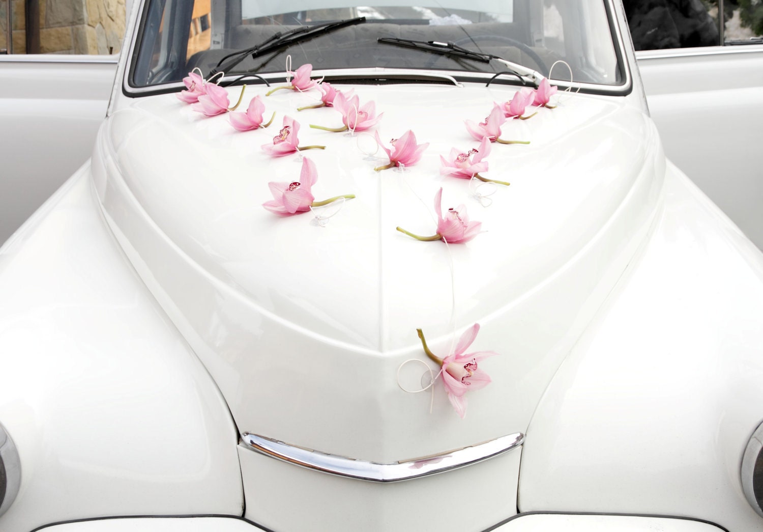 Single Flowers Wedding Car Decoration -Silk Orchids Real Touch